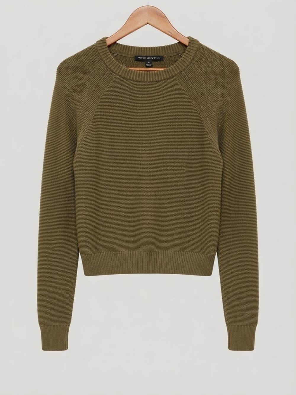 French Connection Olive Green Crewneck Knit Sweater Size Medium